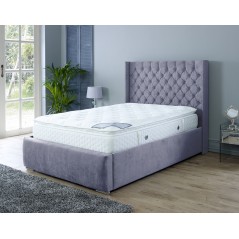 Nylasor Velvet Steel Buttoned Headboard 3ft Ottoman Bed